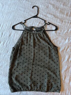Express Olive Green Polka Dot Halter Tank
